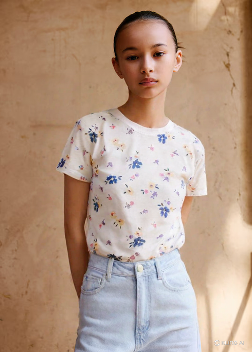 Casual Round White Print